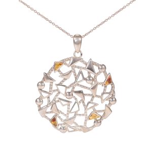 Necklace | multicoloured amber & silver