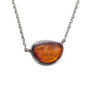 Halsband | brun bärnsten & silver